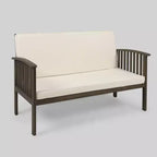 Carolina 4-delige acaciahouten loungeset – grijs – Christopher Knight Home: zitmeubelen voor buiten met kussens en salontafel