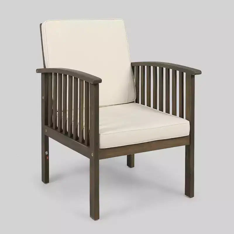 Carolina 4-delige acaciahouten loungeset – grijs – Christopher Knight Home: zitmeubelen voor buiten met kussens en salontafel