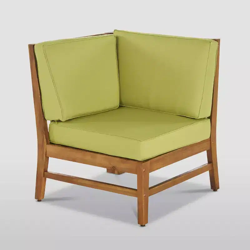 10pc Perla 10pc Acacia Wood Patio Seating Set - Teak/Green - Christopher Knight Home