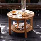 Sonoma Lane Burke 3pc Teak Outdoor Rocking Conversation Set with Padded Woven Seat – Ideal for Small Spaces, Teak Brown Finish