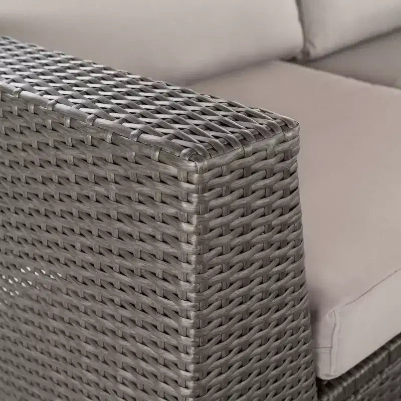 Christopher Knight Home Santa Rosa 5-delige loungeset van riet voor buiten, V-vormig, grijs/lichtgrijs