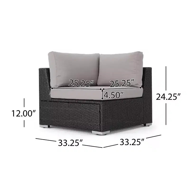 Christopher Knight Home Santa Rosa 5-delige loungeset van riet voor buiten, V-vormig, grijs/lichtgrijs