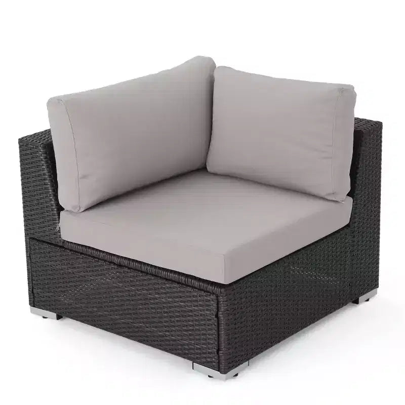 Christopher Knight Home Santa Rosa 5-delige loungeset van riet voor buiten, V-vormig, grijs/lichtgrijs