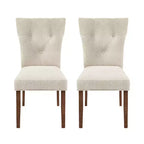 Christopher Knight Home Chastin Indoor Upholstered Dining Chair (Set of 2), Cream/Walnut