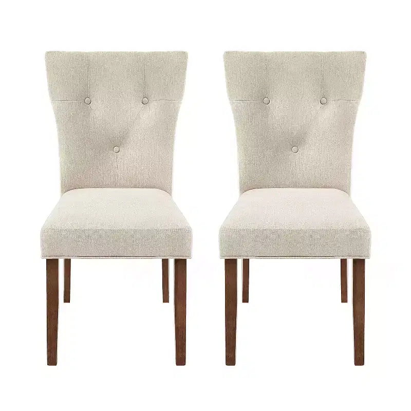 Christopher Knight Home Chastin Indoor Upholstered Dining Chair (Set of 2), Cream/Walnut
