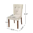 Upholstered Dining Chair Set of 2, Cream/Walnut