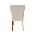 Upholstered Dining Chair Set of 2, Cream/Walnut