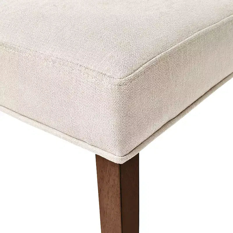 Upholstered Dining Chair Set of 2, Cream/Walnut