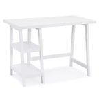 Contemporary Wood Writing Desk with Open Shelves, White