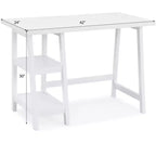 Contemporary Wood Writing Desk with Open Shelves, White