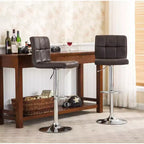 Swivel Adjustable Bar Stools, Brown, Set of 2