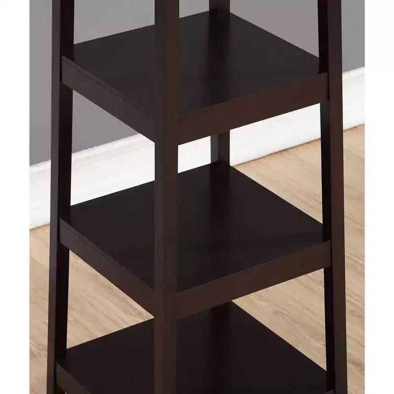 Espresso Wood Coat Rack with 3-Tier Storage Shelves
