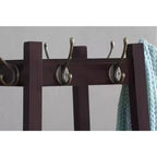 Espresso Wood Coat Rack with 3-Tier Storage Shelves