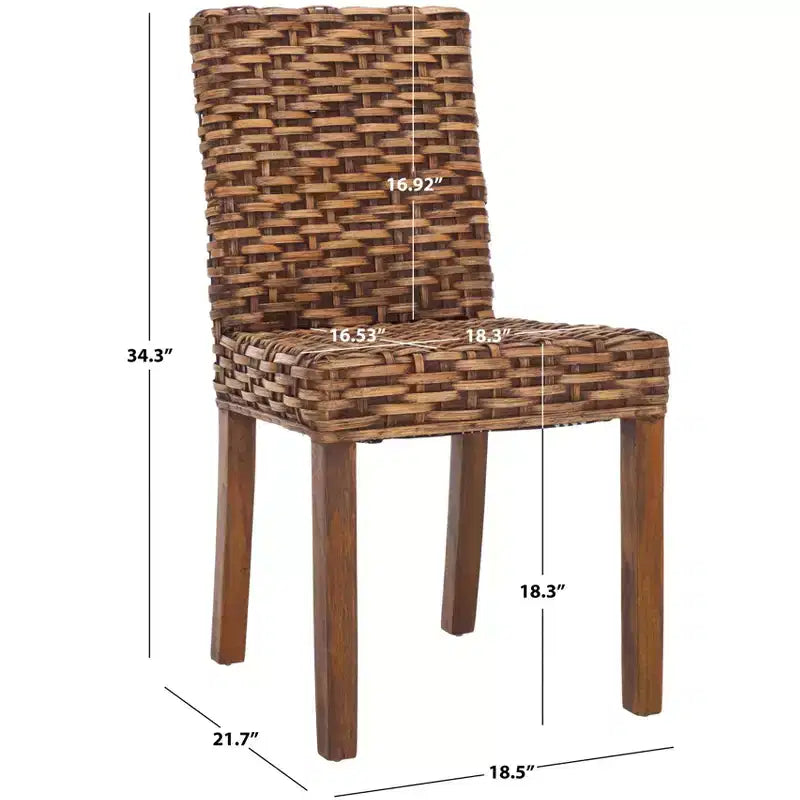 Armless Side Chair Set of 2 - Mango Wood & Rattan