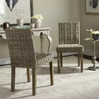 Armless Side Chair Set of 2 - Mango Wood & Rattan