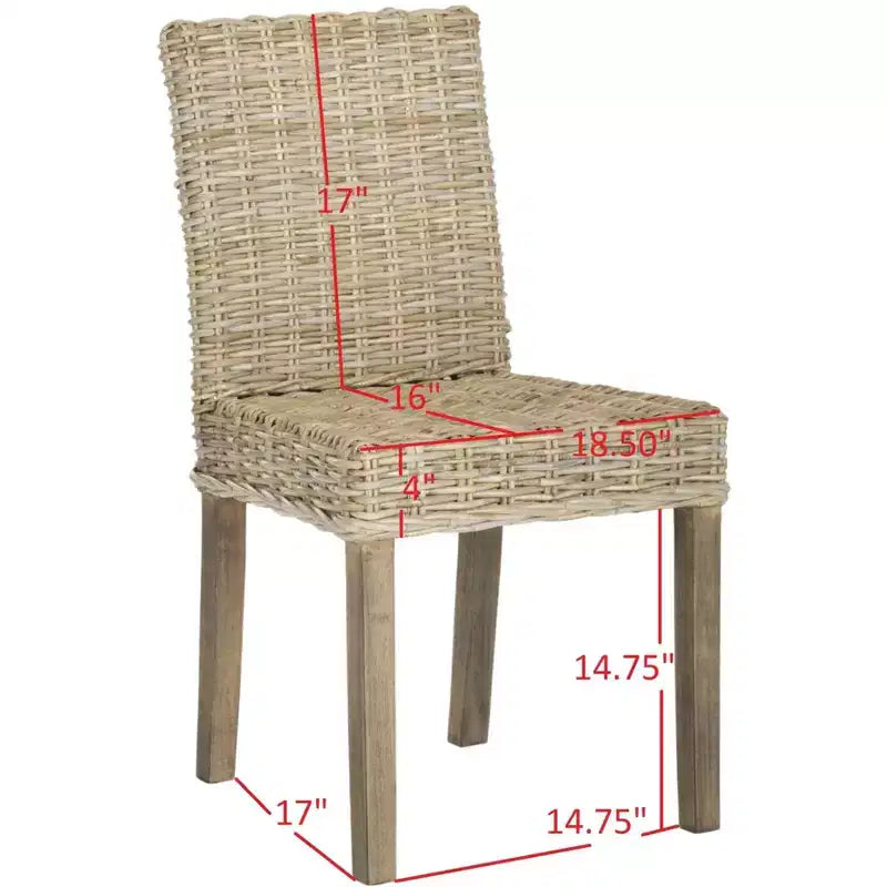 Armless Side Chair Set of 2 - Mango Wood & Rattan