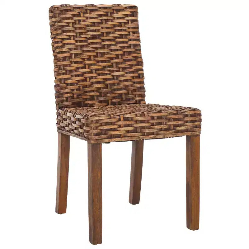 Armless Side Chair Set of 2 - Mango Wood & Rattan