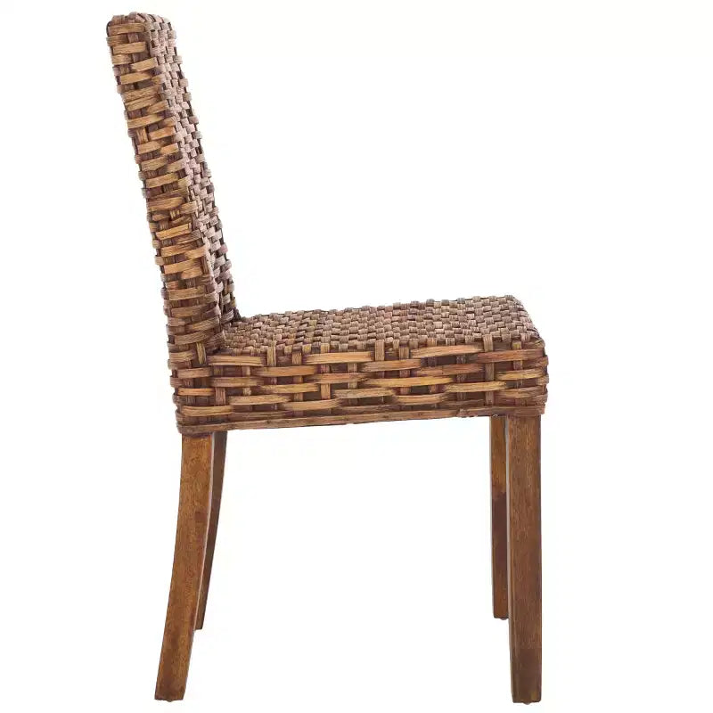 Armless Side Chair Set of 2 - Mango Wood & Rattan