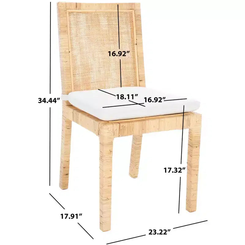 Cane Dining Chair with Cushion, Set of 2