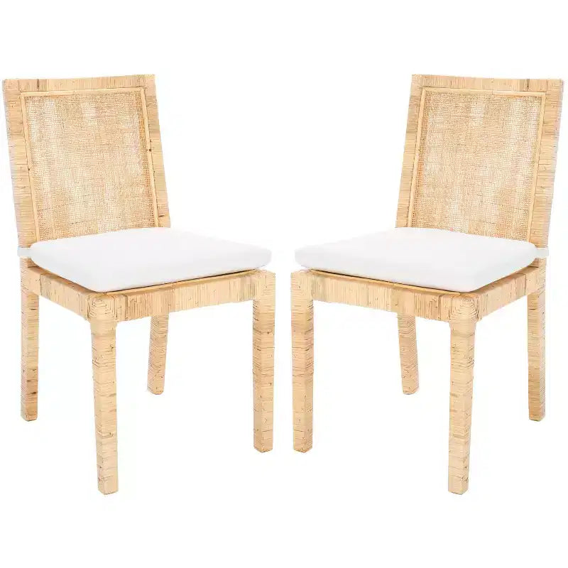 Cane Dining Chair with Cushion, Set of 2