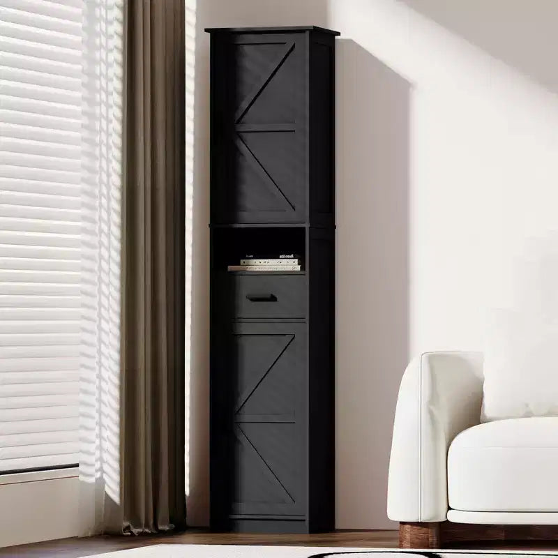 67 H Bathroom Storage Cabinet, Floor Cabinet with Drawer, Slim Freestanding Storage Organizer with Adjustable Shelves for Bathroom Living Room