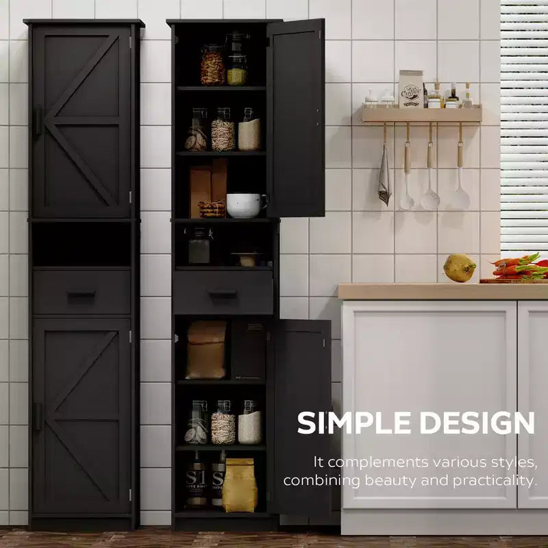 69 in. Tall Storage Cabinet with Drawer and Adjustable Shelves, Slim Freestanding Floor Cabinet