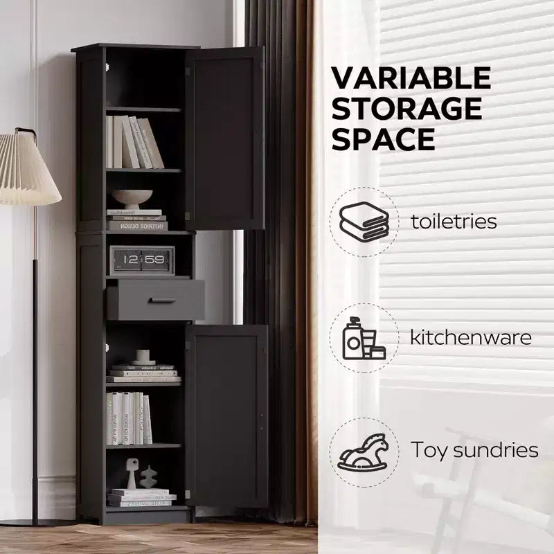 69 in. Tall Storage Cabinet with Drawer and Adjustable Shelves, Slim Freestanding Floor Cabinet