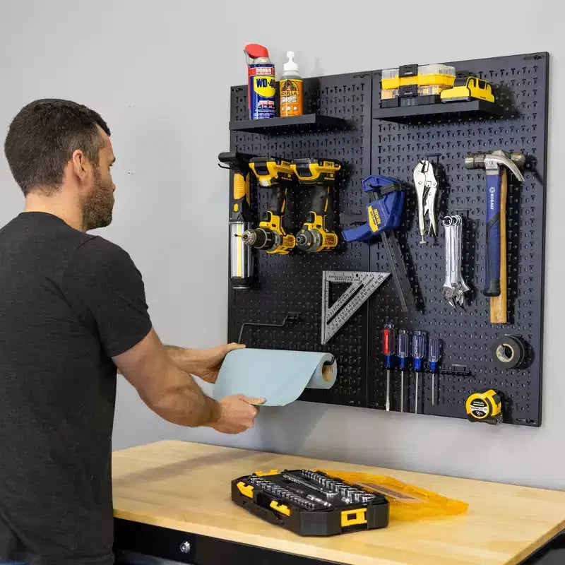34 x 32 Steel Pegboard with 13 Attachments