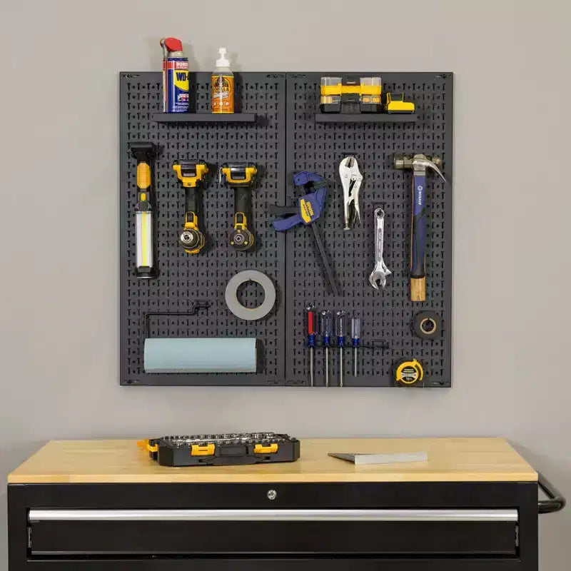 34 x 32 Steel Pegboard with 13 Attachments