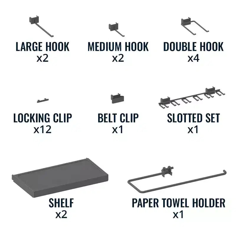 34 x 32 Steel Pegboard with 13 Attachments