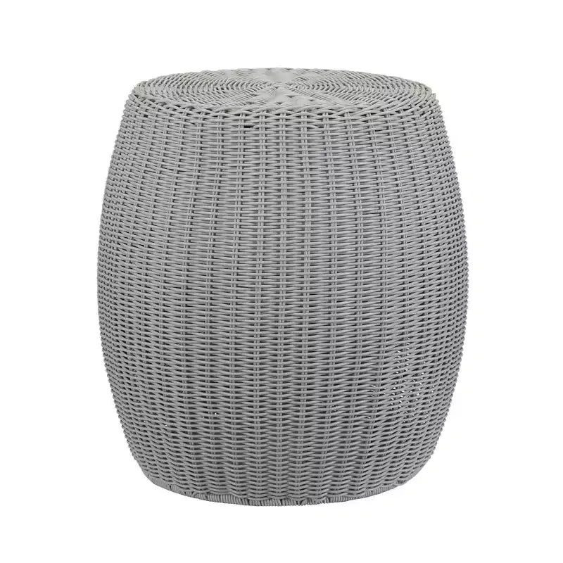 Handwoven Resin Barrel Side Table