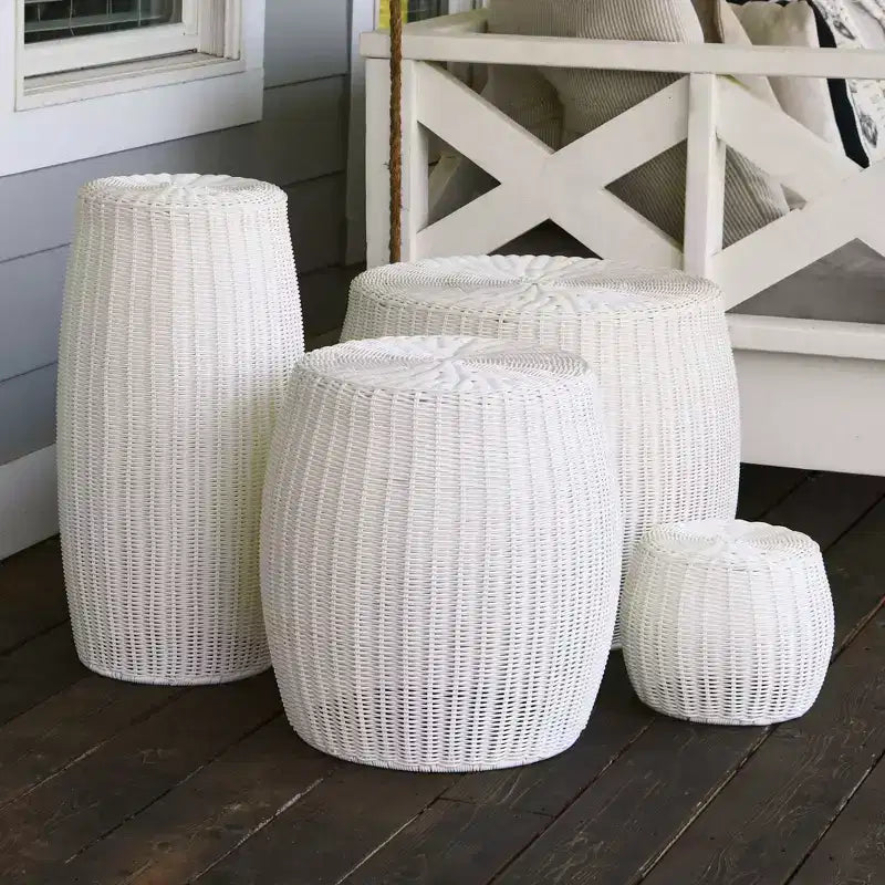 Resin Woven Barrel Side Table