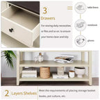 Console Table with 3 Drawers and 2 Open Shelves