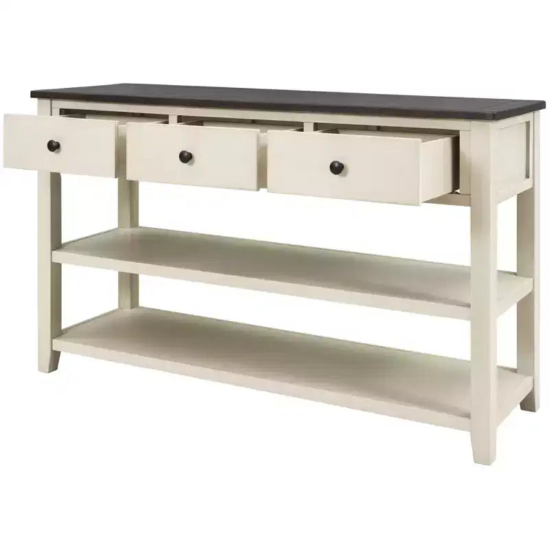 Console Table with 3 Drawers and 2 Open Shelves