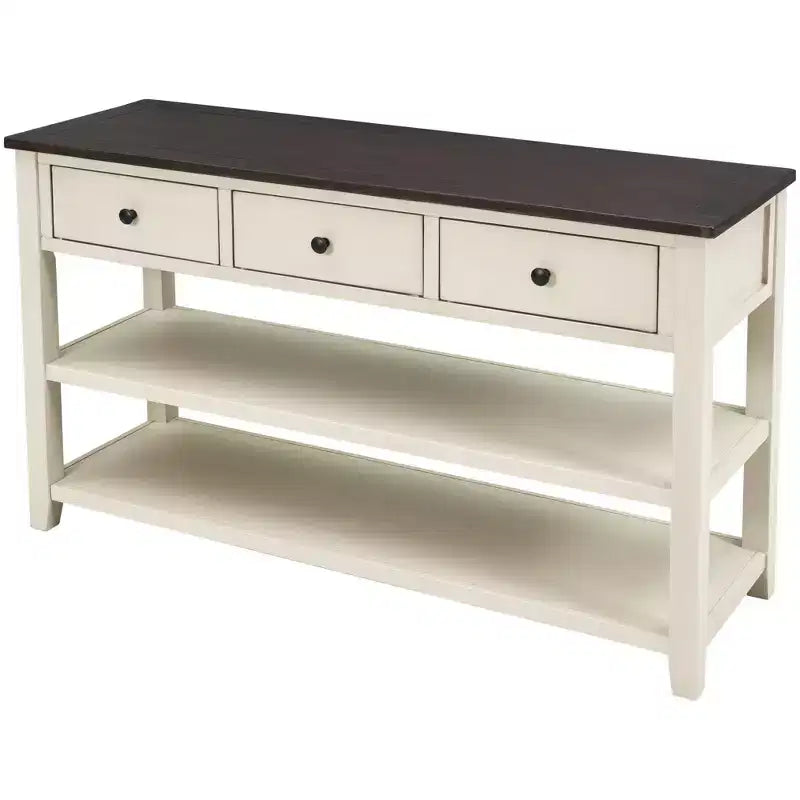 Console Table with 3 Drawers and 2 Open Shelves