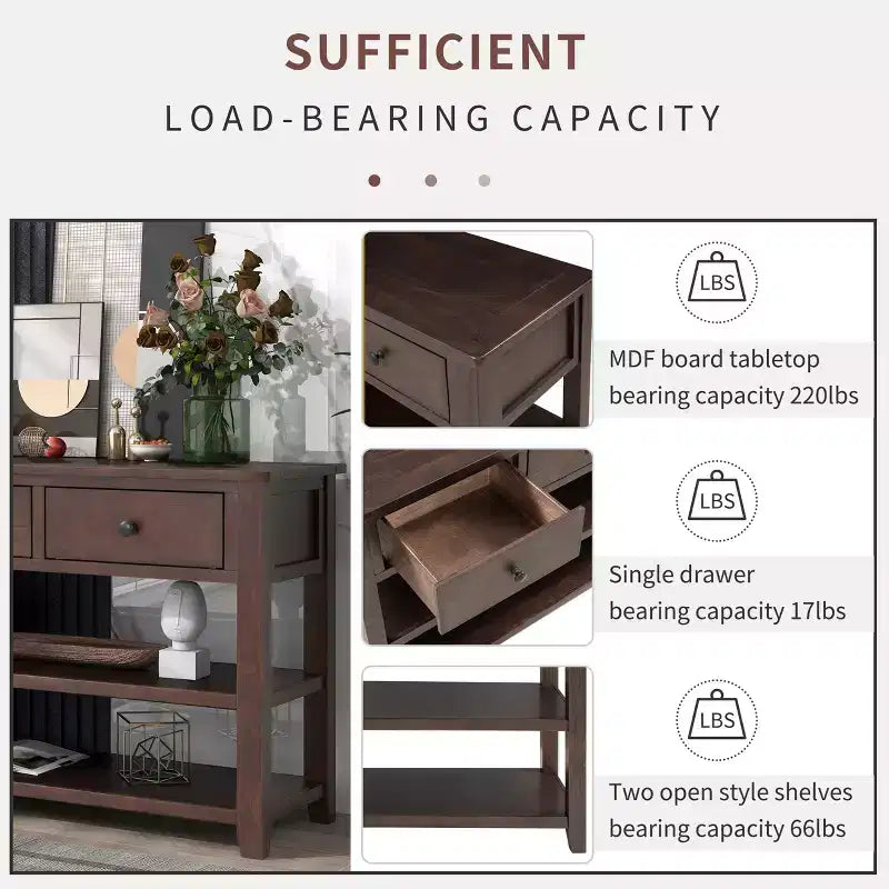 Console Table with 3 Drawers and 2 Open Shelves