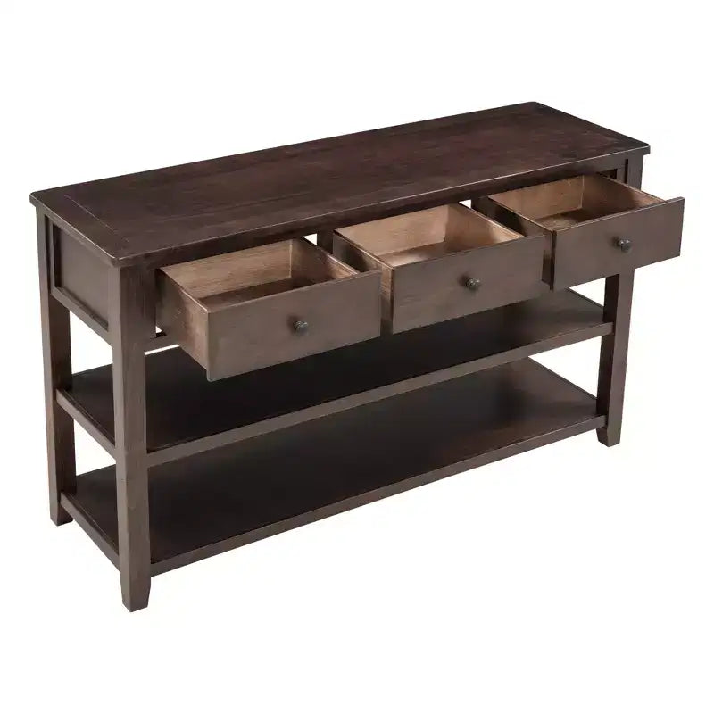 Console Table with 3 Drawers and 2 Open Shelves
