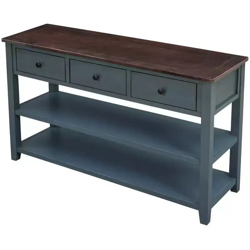 Console Table with 3 Drawers and 2 Open Shelves