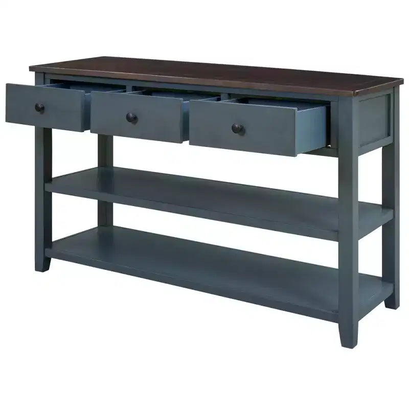Console Table with 3 Drawers and 2 Open Shelves