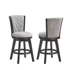 Kings Brand Furniture Boyce 24 Upholstered Counter Hight Swivel Stools, Set of 2, Silver/Gray