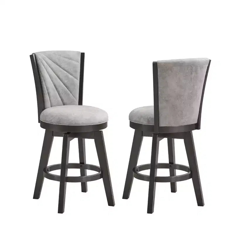 Kings Brand Furniture Boyce 24 Upholstered Counter Hight Swivel Stools, Set of 2, Silver/Gray