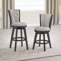 24" Upholstered Counter Height Swivel Stools, Set of 2, Silver/Gray