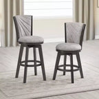 24" Upholstered Counter Height Swivel Stools, Set of 2, Silver/Gray