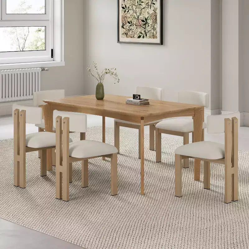 Christopher Knight Home Benao 7 Pieces Wood and Metal Upholstered Dining Set