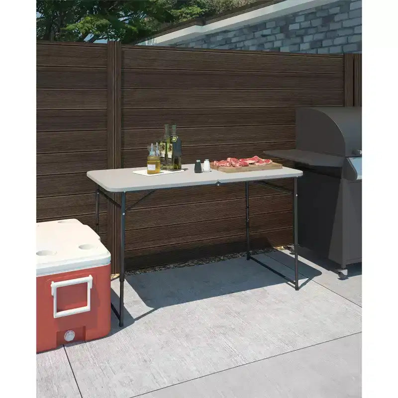 4 ft. Fold-in-Half Portable Utility Table, Gray
