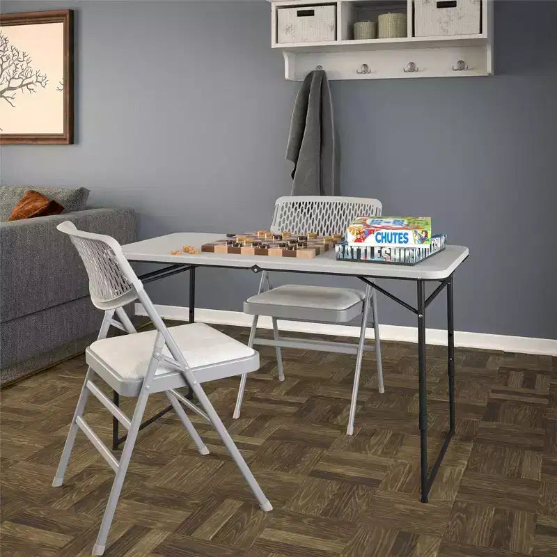 4 ft. Fold-in-Half Portable Utility Table, Gray