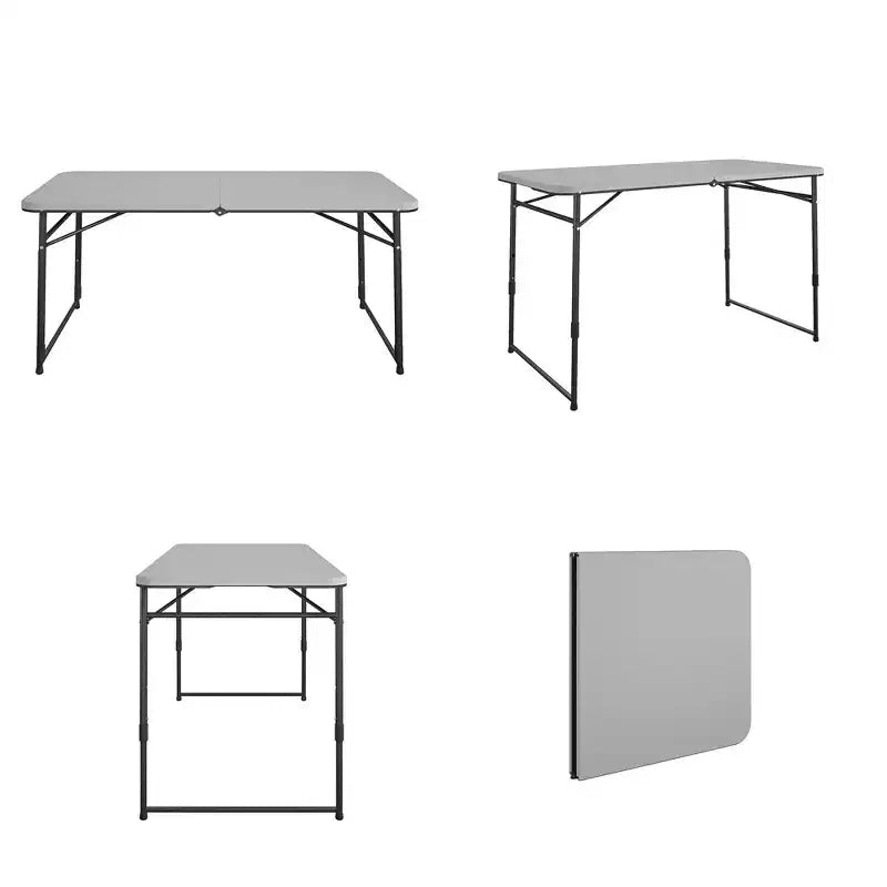 4 ft. Fold-in-Half Portable Utility Table, Gray