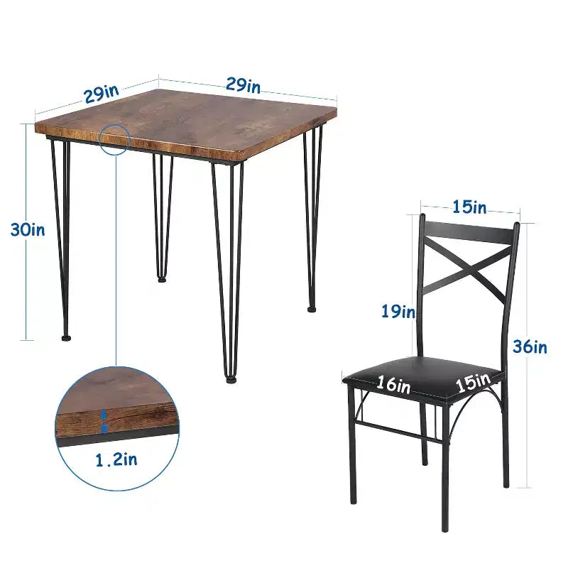 VECELO Dining Table Set, 3/5 Pieces Dining Room Table Set with 2/4 upholstered Chairs for Small Space, Apartment