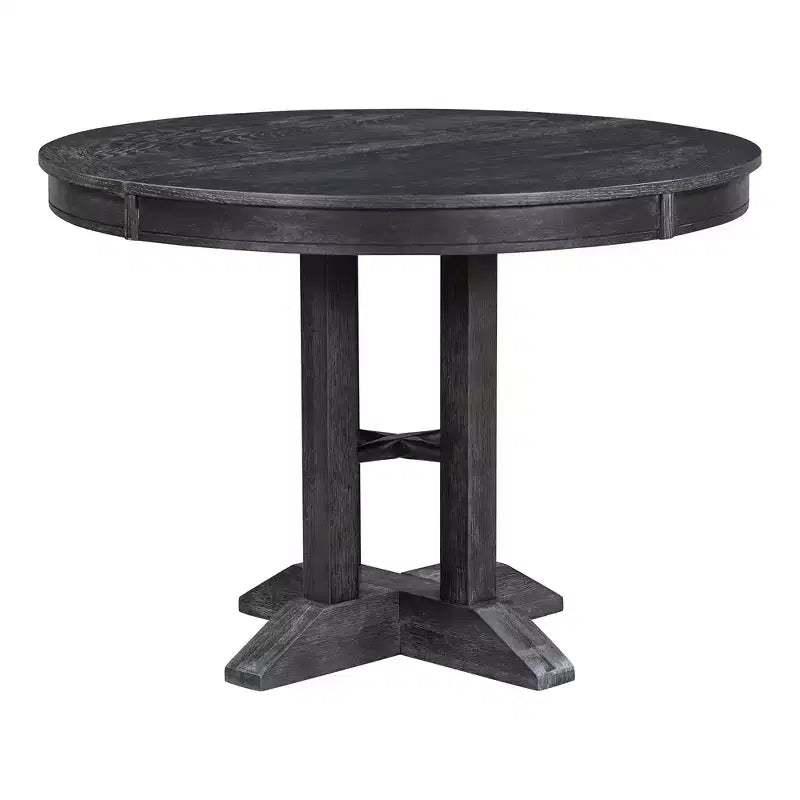 Whisen 5-Piece Farmhouse Dining Set Extendable Round Dining Table Set with 4 Upholstered Chairs