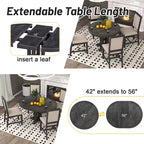Whisen 5-Piece Farmhouse Dining Set Extendable Round Dining Table Set with 4 Upholstered Chairs
